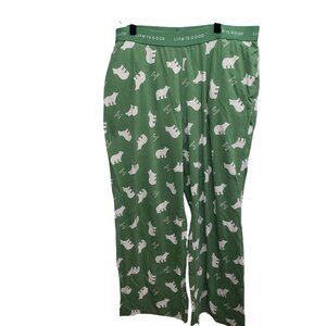 Life is Good Lounge Pajama Pant Green Polar Bear Size Large